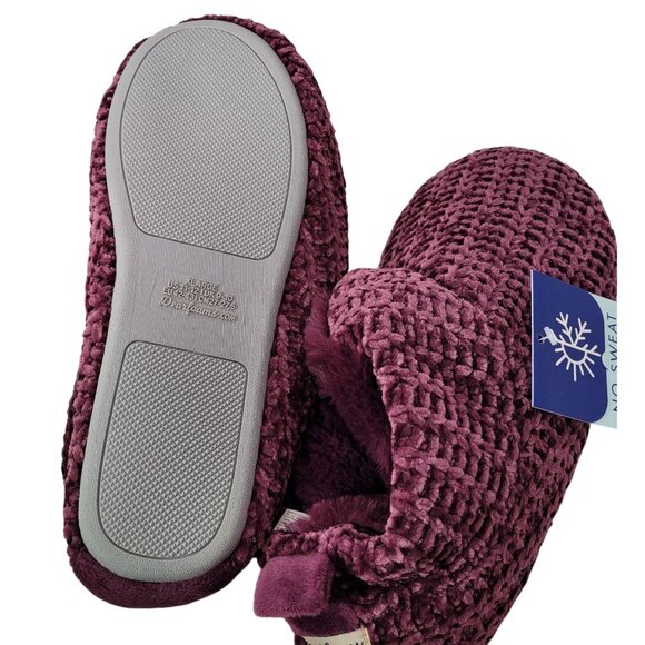 Dearfoams Marled Chenille Knit Bootie Slippers Leah Aubergine X-Large  (11-12 ) - Picture 8 of 10